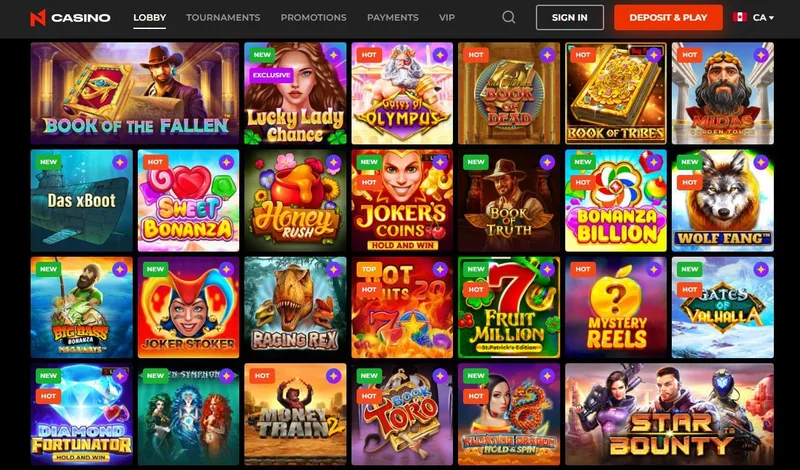 N1 Casino game selection